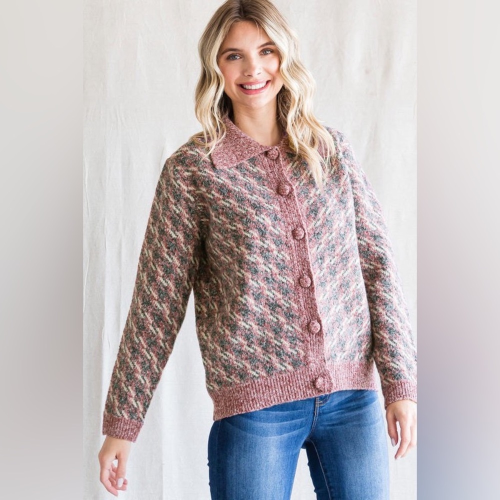 🍁 💠 NWT Hidden Houndstooth Cardigan - Picture 4 of 8